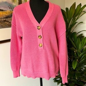 Cotton Knit V-Neck Sweater